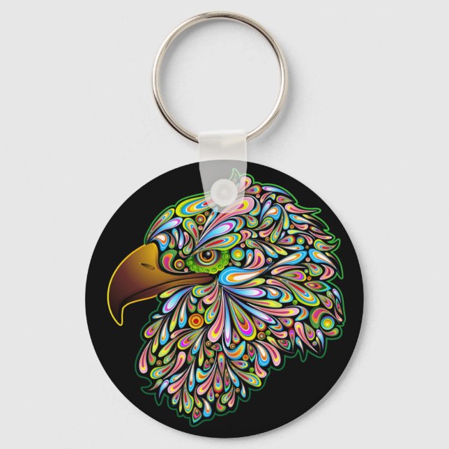 Eagle Hawk Psychedelic Design Chaveiro (Frente)