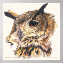 Eagle Owl Ornithological belart poster