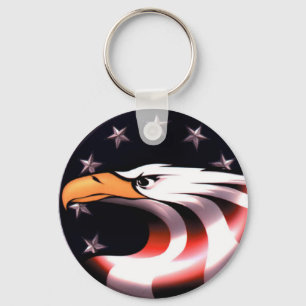 Eagle patriótico com chaveiro da bandeira dos