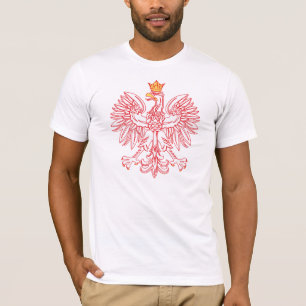 Eagle polonês esboçado no t-shirt vermelho