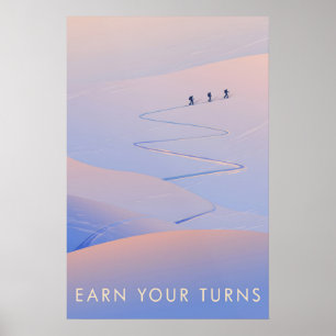 Earn Your Turns Poster de Viagens de Esqui Tourism