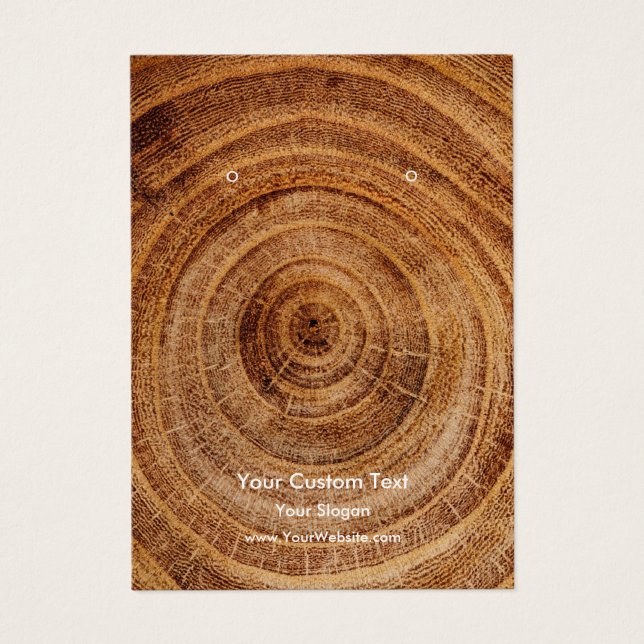 Earring Jewellery Display Card, Rustic Wood Ring (Frente)