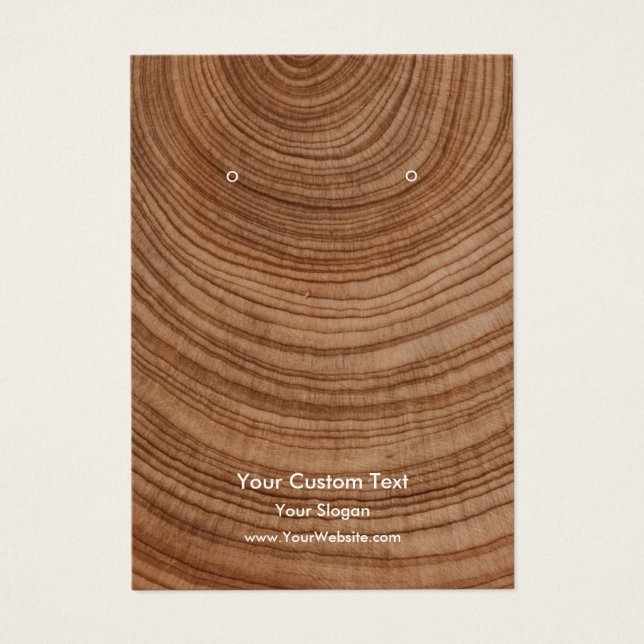 Earring Jewelry Display Card, Rustic Wood Ring (Frente)