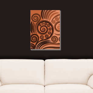 Earthen Sandy-Orange Fern Frond Curls Poster