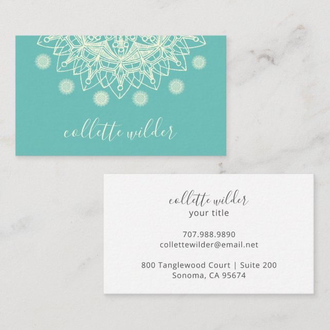 Earthy Lotus Flower Mandala Yoga Cartão de visita (Frente/Verso)