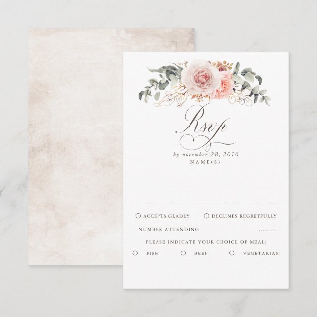 Earthy Shades Foliage Boho Weding RSVP (Frente/Verso)