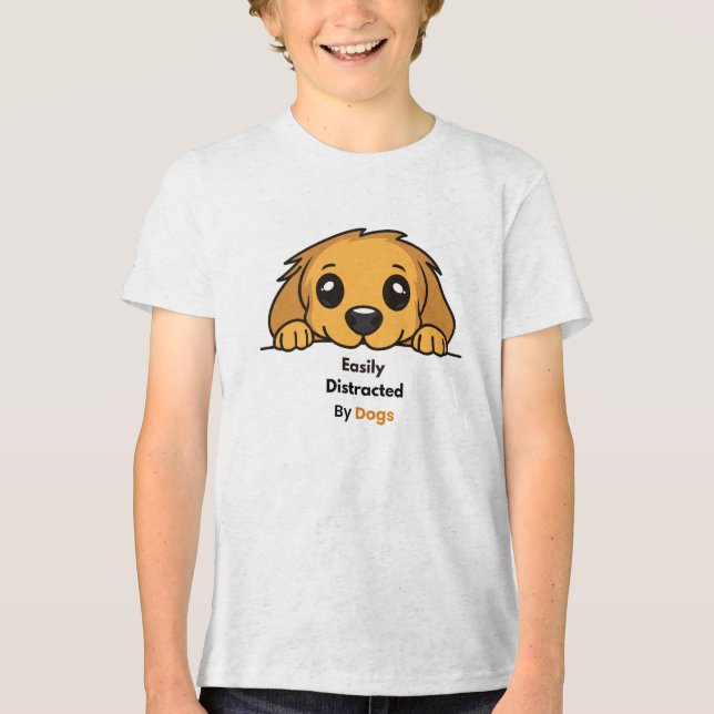 Easily Distracted By Dogs Cute Puppy T-Shirt (Frente)