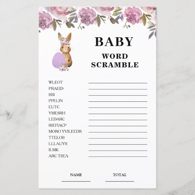 Easter  Baby Shower Scramble Game (Frente)
