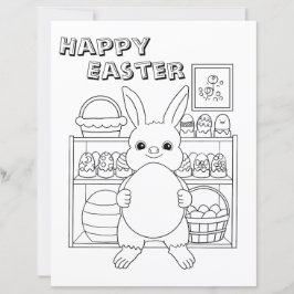 Easter Bunny Egg Kids Coloring Page Paper Sheet