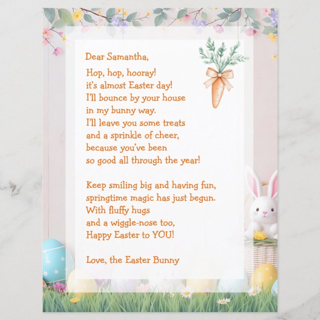 Easter Bunny Letter and Games for Children (Frente)