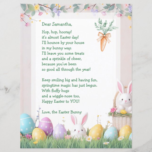 Easter Bunny Letter and Games for Children (Frente)