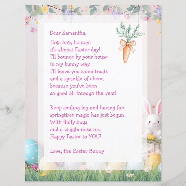 Easter Bunny Letter and Games for Children (Frente)