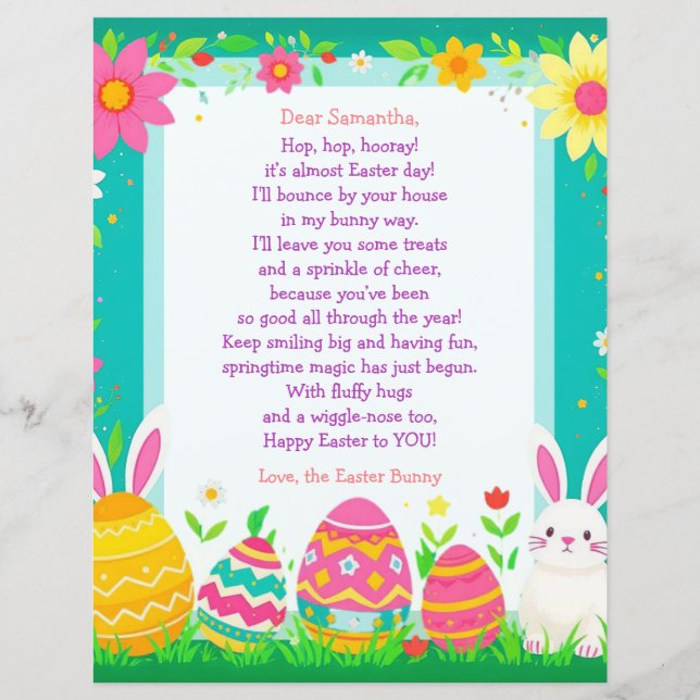 Easter Bunny Letter and Question Game for Children (Frente)