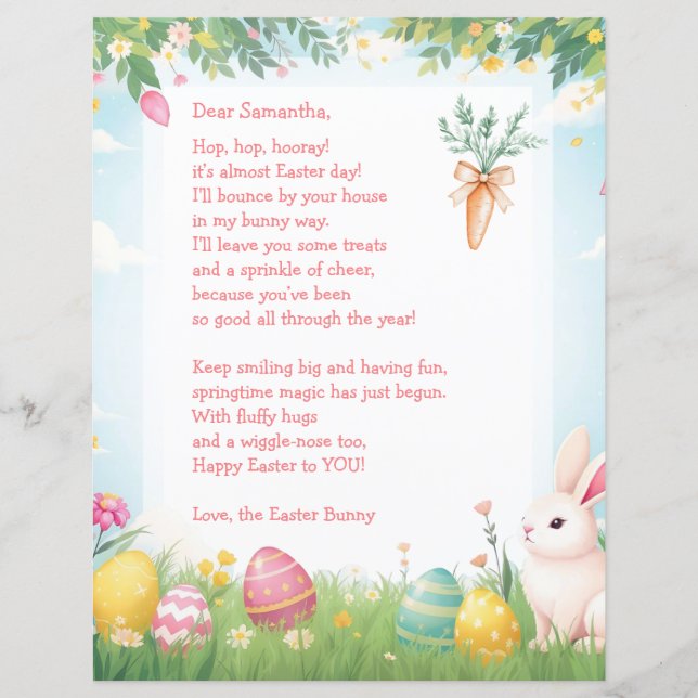 Easter Bunny Letter and Question Game for Children (Frente)