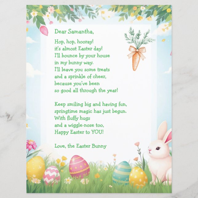 Easter Bunny Letter and Question Game for Children (Frente)