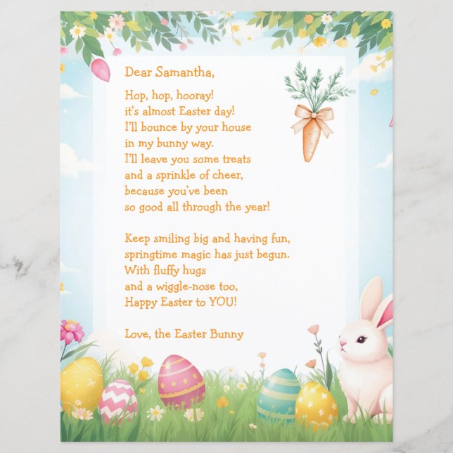 Easter Bunny Letter and Question Game for Children (Frente)