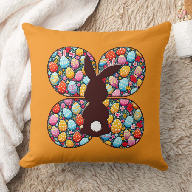 Easter Bunny Silhouette – Colorful Egg - almofada (Cobertor)