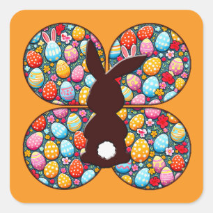 Easter Bunny Silhouette – Colorful Egg Autocolante