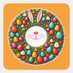 Easter Bunny Wreath – Cute Style Autocolante