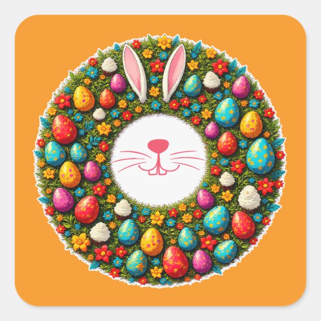 Easter Bunny Wreath – Cute Style Autocolante (Frente)