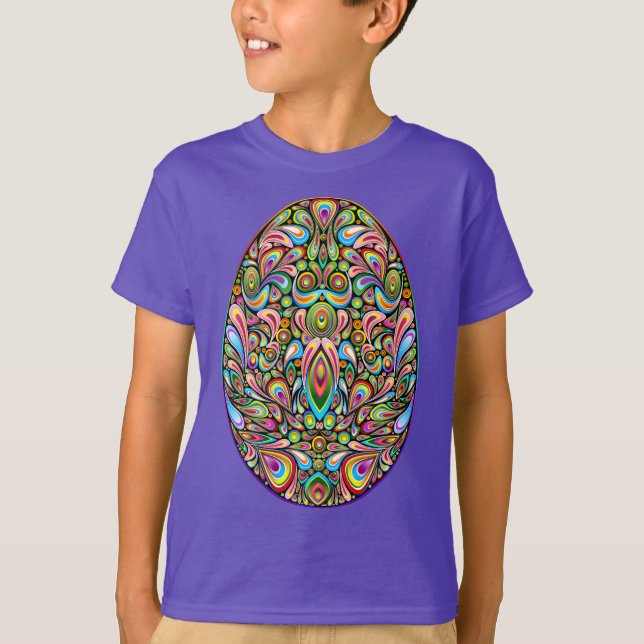 Easter Egg Psychedelic Design Kids Organic T-Shirt (Frente)