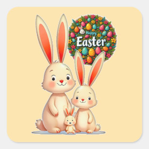 Easter Family – Cute Bunny Celebration Autocolante