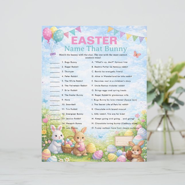 Easter Name That Bunny Trivia Game (Em pé/Frente)