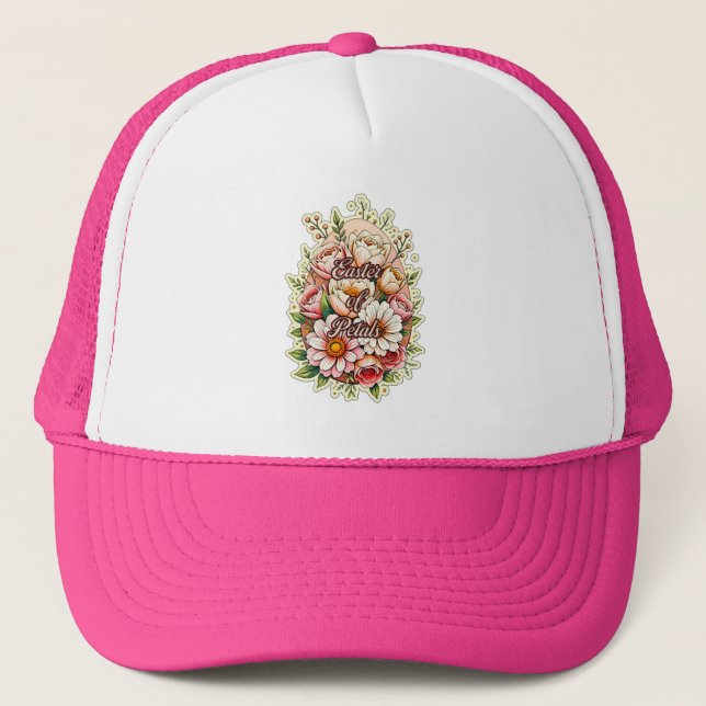 Easter of Petals – Floral Bunny Art - boné (Frente)