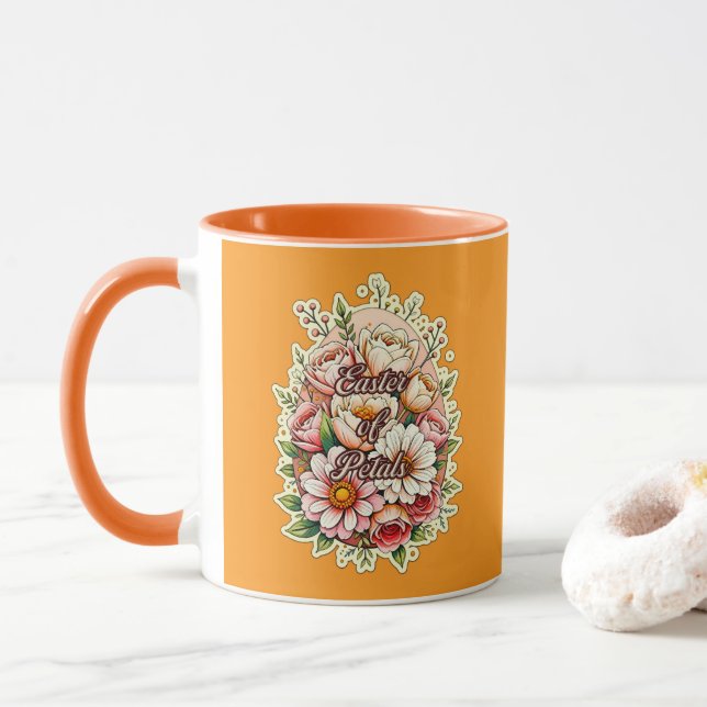 Easter of Petals – Floral Bunny Art - caneca (Com Donut)