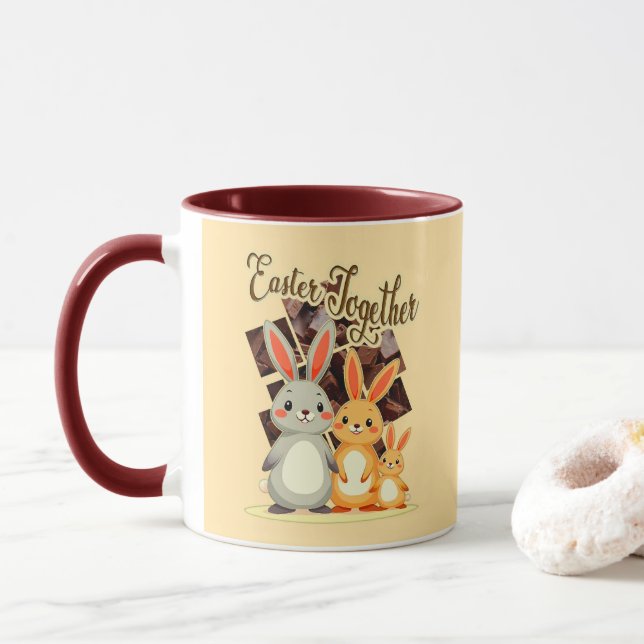 Easter Together – Warm Bunny Family - caneca (Com Donut)