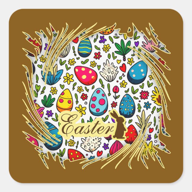 Easter Wreath – Spring Bunny - Autocolante (Frente)