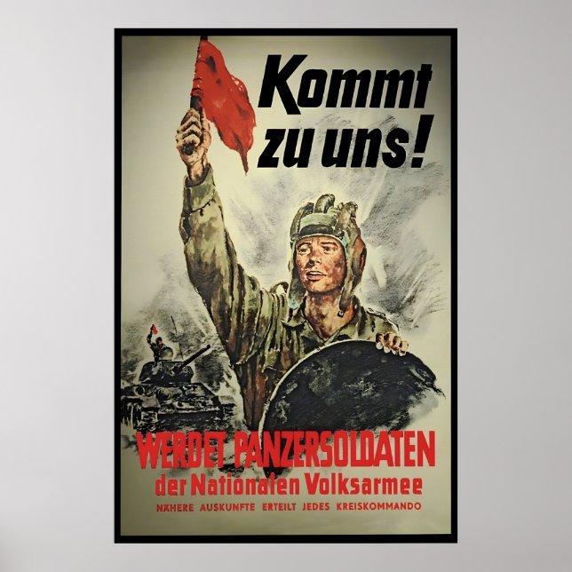 Eastern German Propaganda Poster Come to us! Tank (Frente)