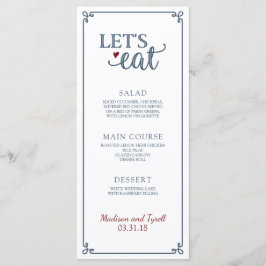 "Eat do Vamos" - Menu de Casamento Vermelho Azul e