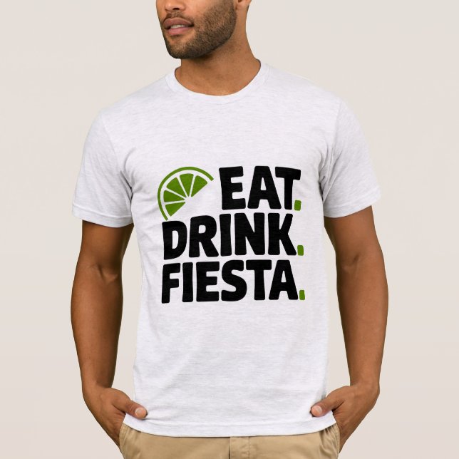 Eat Drink Fiesta Minimal Retro T-Shirt (Frente)