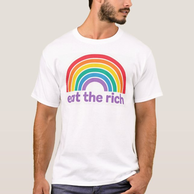 Eat The Rich Rainbow Retro T-Shirt (Frente)