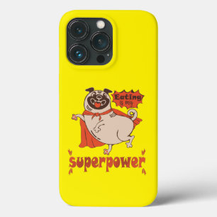 Eating is my superpower red cloak pug comic style
