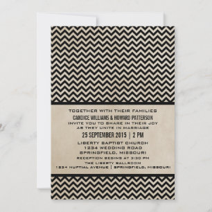 Ebony Chic Chevron Convite de casamento