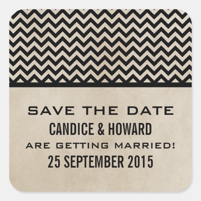 Ebony Chic Chevron Salve os adesivos de Data (Frente)