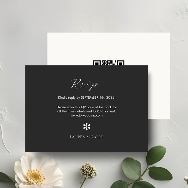 Ebony & Ivory | RSVP de Casamento de Código QR Chi (Criador carregado)