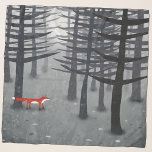 Echarpe A Raposa e a Floresta<br><div class="desc">Uma raposa vermelha solitária se sustenta sob pinheiros em uma floresta escura. Uma pintura paisagística para amantes de animais,  natureza e vida selvagem. Arte original de Nic Squirrell.</div>