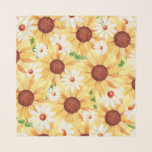 Echarpe Amarelo Watercolor Girassol e margarida<br><div class="desc">girassol amarelo e margarida de cor aquosa</div>