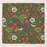 Echarpe Cães e morangos em verde escuro<br><div class="desc">Design de padrão pintado à mão com morangos e peruas</div>