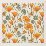Echarpe Canecas e mariposas da Califórnia em branco 2<br><div class="desc">Papagaios e mariposas pintados à mão na Califórnia - Tigre de jardim e mariposa de abelha</div>