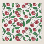 Echarpe Cerejas vermelhas em branco<br><div class="desc">Fruta de cereja pintada à mão,  aquarela e padrão de tinta</div>