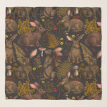 Echarpe Coelhos e flora florestal Scarf<br><div class="desc">Coelhos desenhados à mão e flora da floresta ferem cogumelos,  berianos e insetos</div>