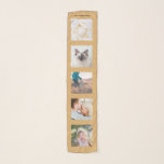 Echarpe Colagem de Fotografias do Nome Personalizado 5 do<br><div class="desc">Personalizado Nome da Família 5 Foto Colagem de Fotos Fotografias personalizadas camelo beige modelo com colagem pessoal personalizada e única,  grelha de imagens moderna e legal para uma bela ideia de presente da família.</div>