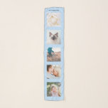 Echarpe Colagem de Fotografias do Nome Personalizado Azul<br><div class="desc">Personalizado Nome da Família 5 Colagem de Fotos Foto Fotografias personalizadas modelo azul pastel com colagem pessoal personalizada e única,  grelha de imagens moderna e legal para uma bela ideia de presente da família.</div>