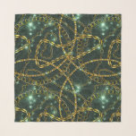 Echarpe Cor damasco com corrente<br><div class="desc">Abstrato ornamentado glamour em uma textura verde escura. As joias de ouro e prata tocam em fundo verde. com luzes e brilhos.</div>