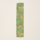 Echarpe Corante Verde Tropical Amarelo Laranja Deixa Papag<br><div class="desc">Este padrão legal e vibrante é perfeito para o amante de pássaros. Apresenta a coloração aquosa pintada manualmente, papagaios amarelos claros, azuis e laranja, e folhas verdes e amarelas de bananas sobre um simples fundo azul. É arte, moda, única e moderna, perfeita para a estação de verão! ***NOTA DE DESIGN...</div>