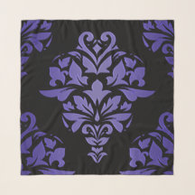 Damasco elegante do roxo real no lenço preto do
